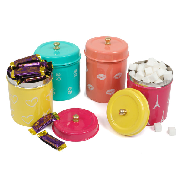 Elan Amour Canisters, Set of 4 (Stainless Steel, 0.5Litre)