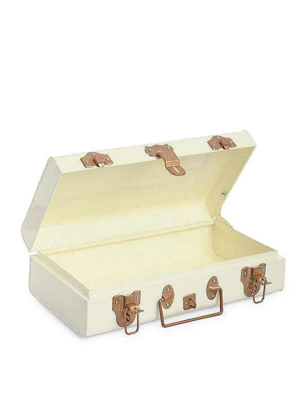 Elan Vintage Style Metal Long Trunk Rectangular Decorative Box, Storage Chest (Aqua with Gold Latches)