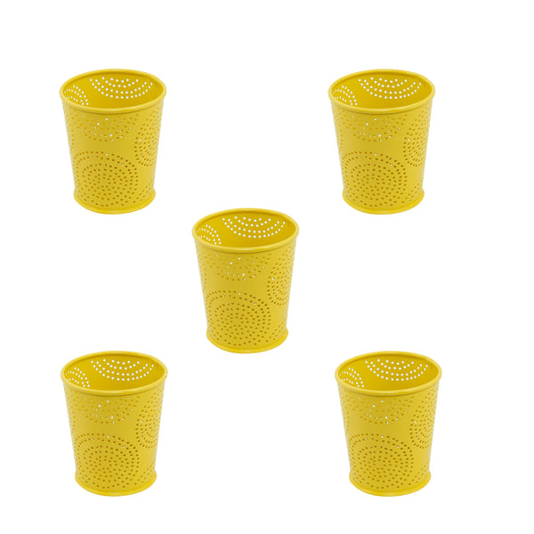 Elan Pack of Astral Tealight Holder (Set of 5, Yellow)
