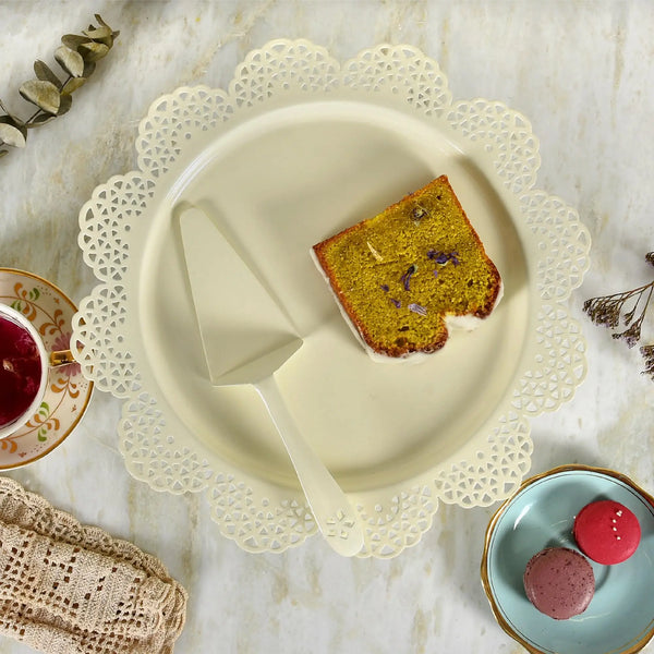 Elan Scallop Cake Stand with Server (Off White)
