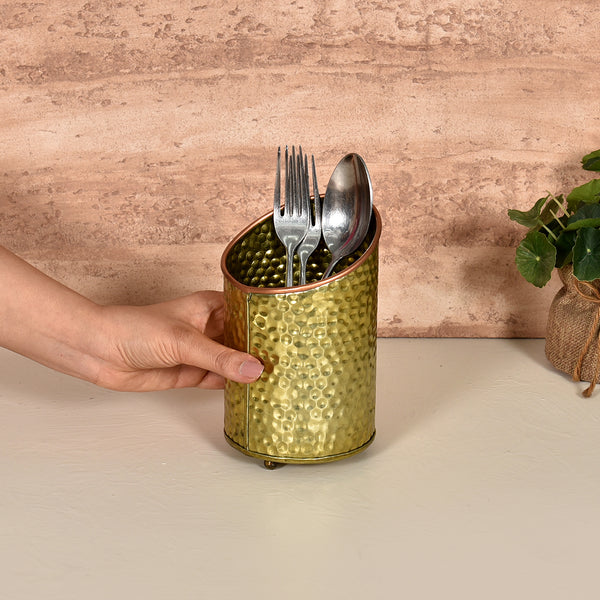 Elan Dabbahs and Days Cutlery Holder (Antique Gold Finish)