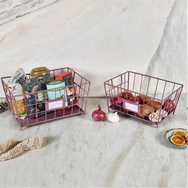 Elan LOFT Rectangle Baskets for Vegetables and Fruits (Set of 2, Mauve)