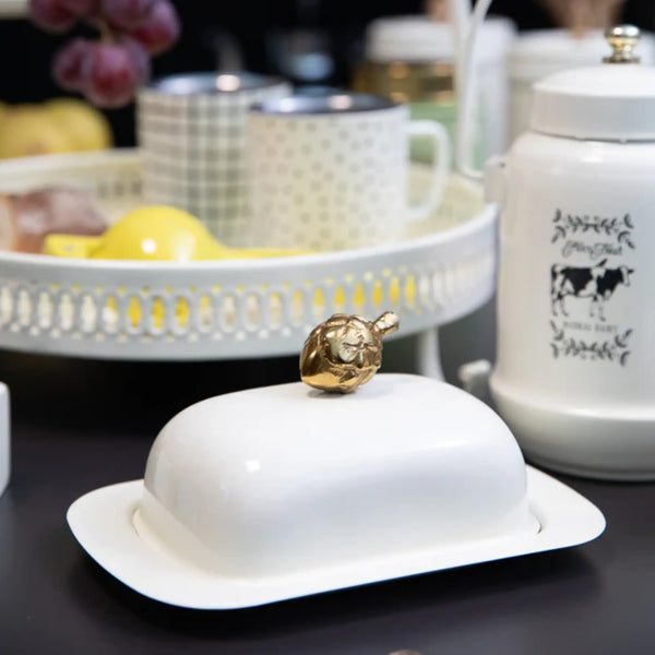 Elan Acorn Butter Dish (Off White)