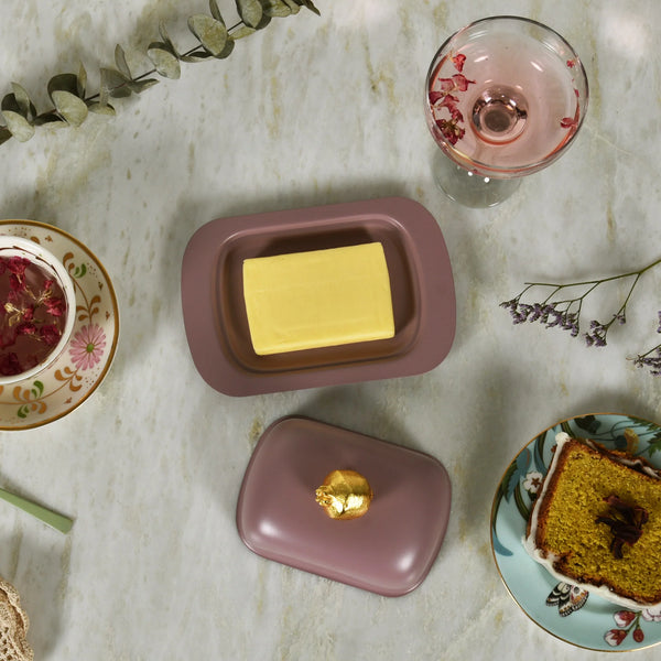 Elan Pomegranate Stainless Steel Butterdish (Mauve)