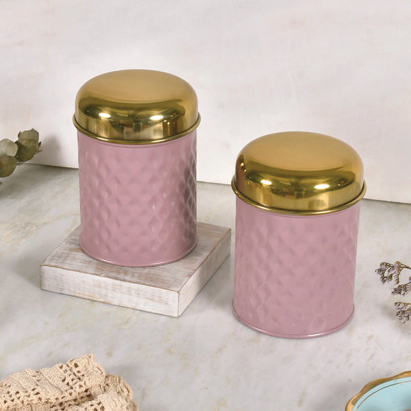 Elan Glamour Canister (Set of 2, 500ml each, Mauve)