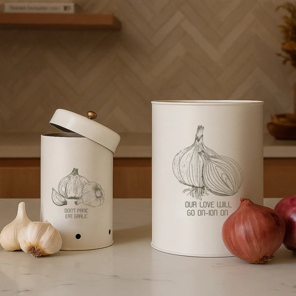 Elan Country Onion Garlic Storage Bins (Set of 2, Off White)