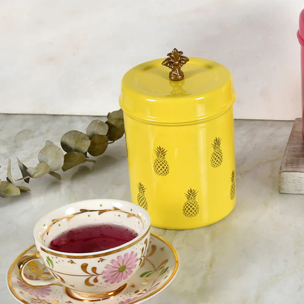 Elan Pineapple Canister Jar (650ml, Yellow)