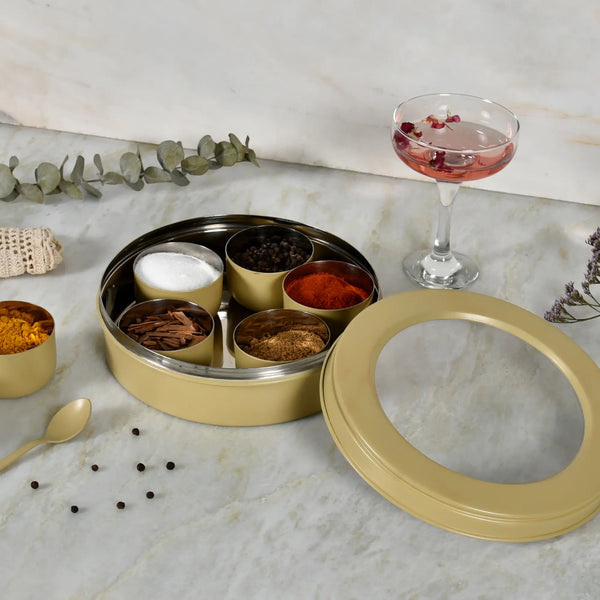 Elan 7 Compartment Spice Box with Spoon (Daisy Yellow)