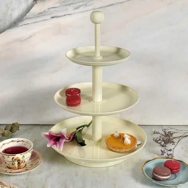 Elan Knob 3 Tier Cupcake Stand (Off White)