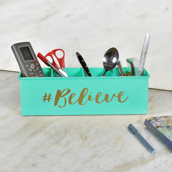 Elan Believe Desk Organizer, Cosmetic Organizer, Gadget Organizer (4 Compartment Aqua )
