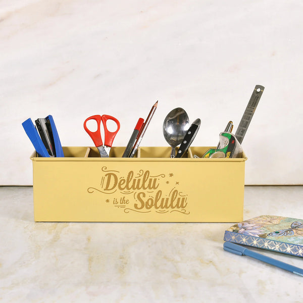 Elan Delulu Solulu Desk Organizer, 4 Compartments (Daisy Yellow)