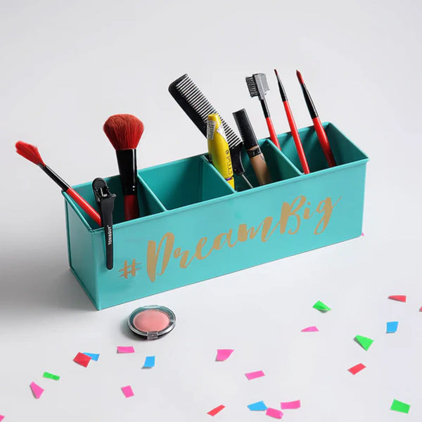 Elan Dream Big Desk Organizer, Cosmetic Organizer, Gadget Organiser (4 Compartment Aqua)