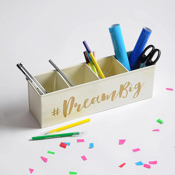 Elan Dream Big Desk Organiser, 4 Compartment (Off White)