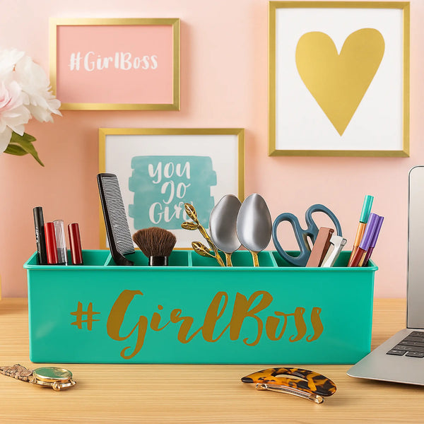 Elan Girlboss Desk Organizer, Cosmetic Organizer, Gadget Organiser (4 Compartment Aqua)