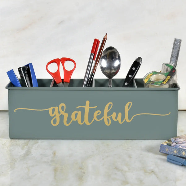 Elan Grateful All In One Office Supplies Desk Organizer (Moss Green)