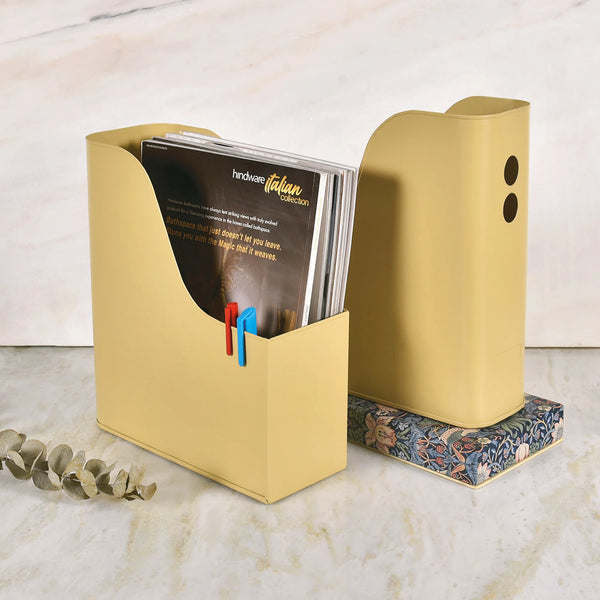 Elan Suave File Holder for Books and Magazine (Set of 2, Daisy Yellow)
