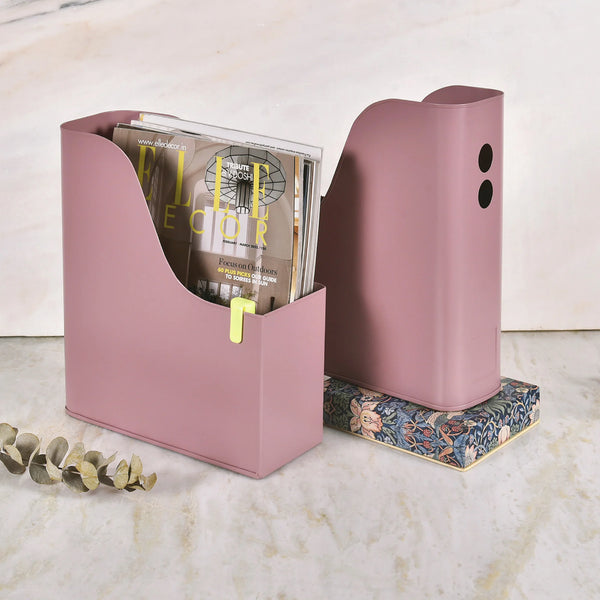 Elan Suave File Holder for Books and Magazine (Set of 2, Mauve)