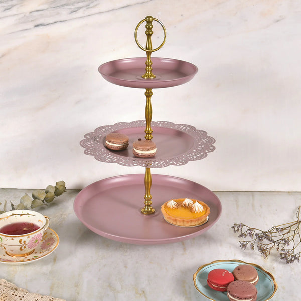 Elan Flourish Three Tier Cupcake Stand  (Mauve)