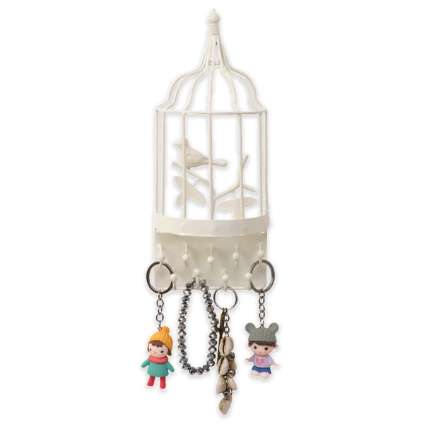 Elan Cage Hooks Key Holder for Wall Jewlery Organiser (Off White)