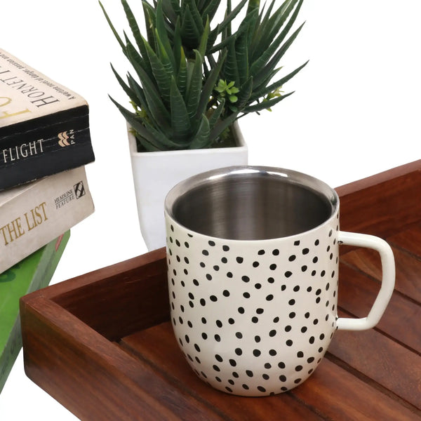 Elan Double Walled Cup (Dots Print, 300 ml)