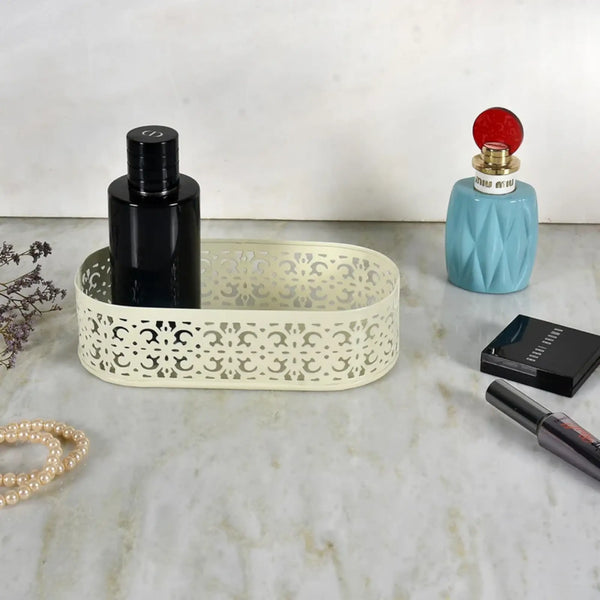 Elan Flecked Oval Tray (Small, Off White)