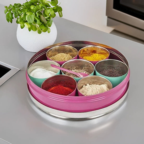 Elan SPICE BOX, 7 compartments, Stainless Steel (Pink)