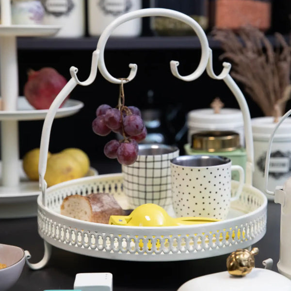 Elan Baroque Serving Tray, Round (Off White)