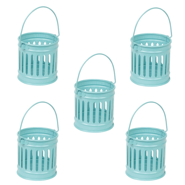 Elan Pack of  Slitty Tealight Holder (Set of 5, Aqua)
