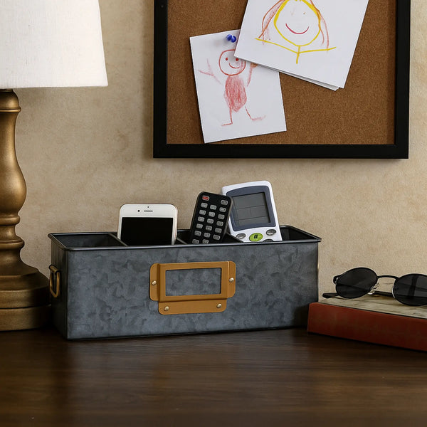 Elan Label Gadget Desk Organizer, 4 Compartment (Antique Black)