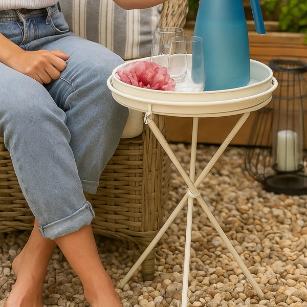 Elan Collapsible Tray Side Table (Off White)