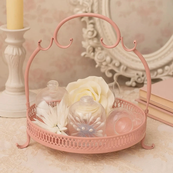 Elan Baroque Serving Tray, Round (Light Pink)