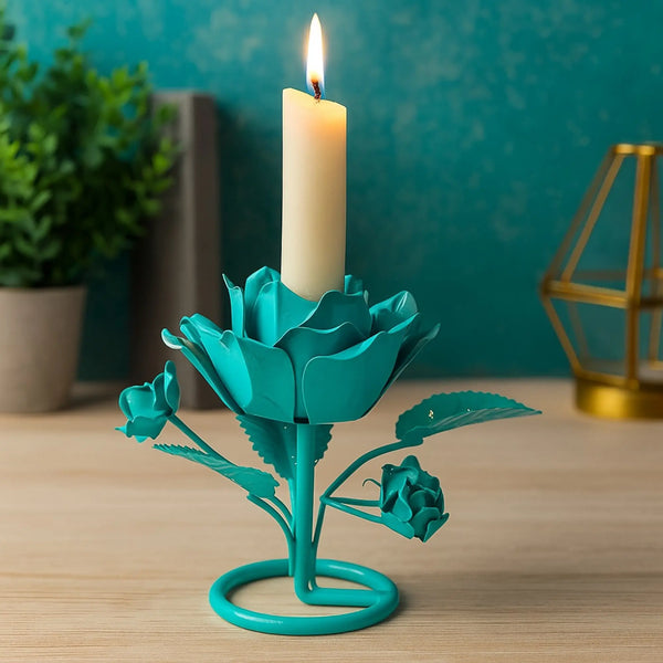 Elan Rosa Candle Holder Stand (Aqua)