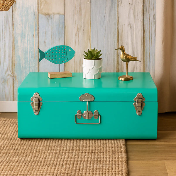 Elan Buxa Metal Trunk (22 Inch, Aqua)