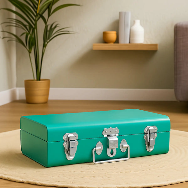 Elan Vintage Storage Trunk Decorative Box (Long, Aqua)