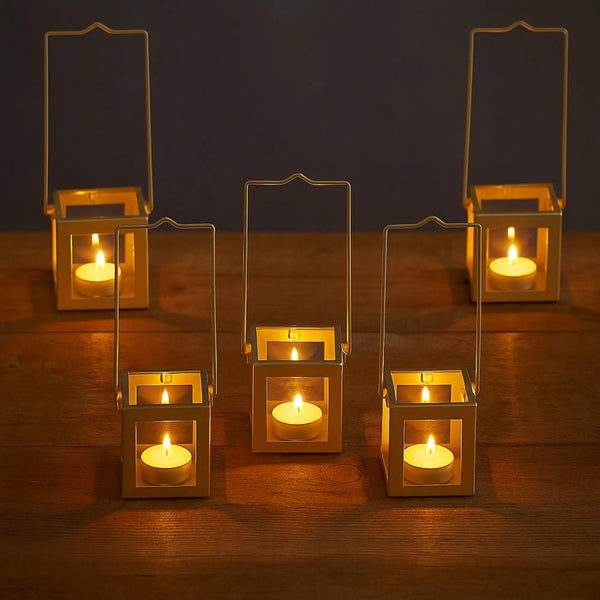 Elan Pack of  Orthodox Tealight Holder (Set of 5, Off White)