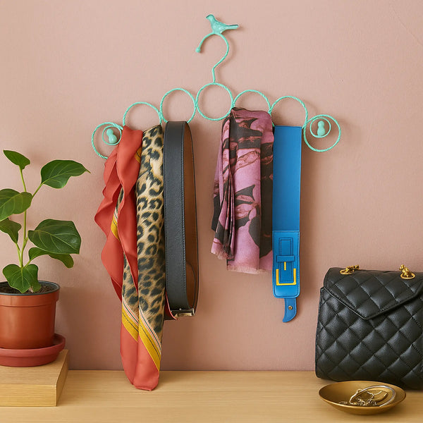 Elan Birdie Hanger for Scarves Belts (Set of 2, Aqua)