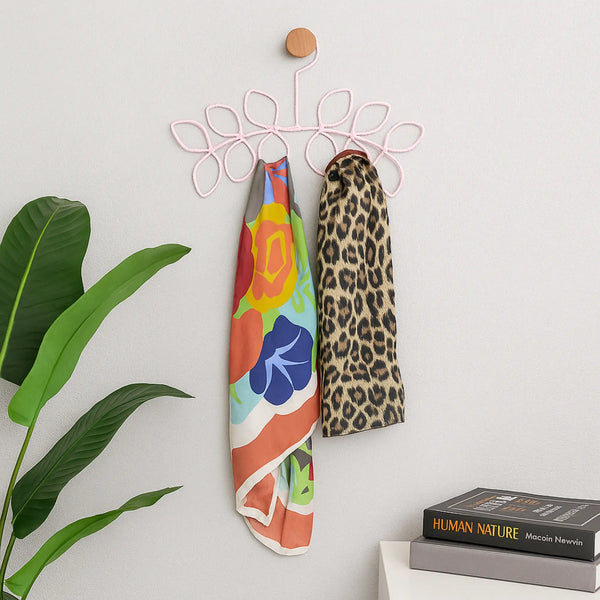 Elan Leaf Hanger for Scarves Belts (Set of 2, Powder Pink)
