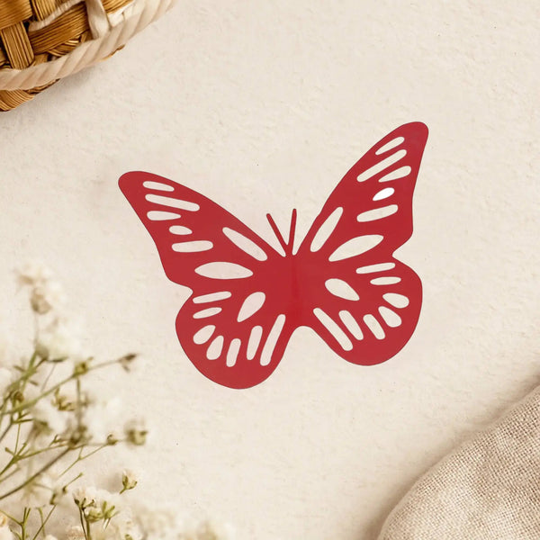 Elan Spring Butterfly Fridge Magnets (5 IN, Red, Set of 2)
