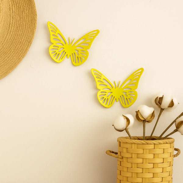 Elan Butterfly Magnets Small (Set Of 2, Yellow)