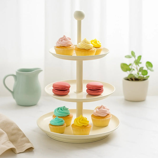 Elan Knob 3 Tier Cupcake Stand (Off White)