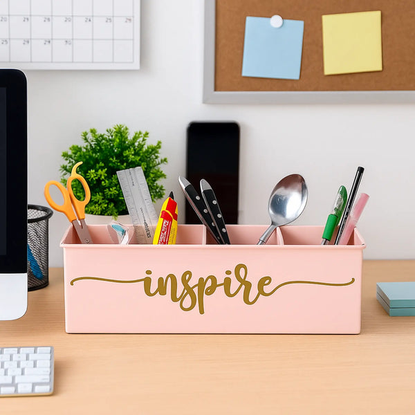 Elan Inspire All In One Office Supplies Desk Organizer (Powder Pink)