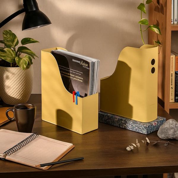 Elan Suave File Holder for Books and Magazine (Set of 2, Daisy Yellow)