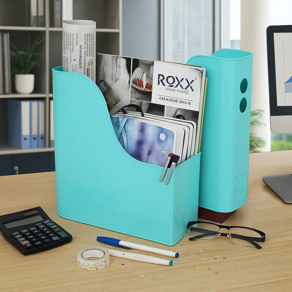 Elan Suave File & Magazine Holder (Set of 2, Aqua)