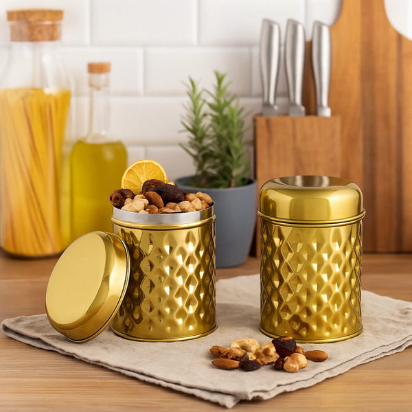 Elan Glamour Canister (Set of 2, 500ml each, Gold)