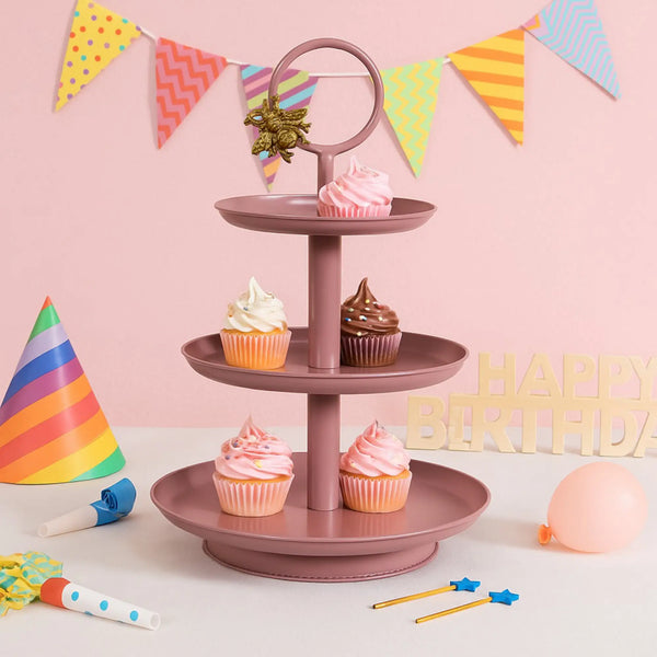 Elan Royal Hive Three Tier Cupcake Stand (Mauve)