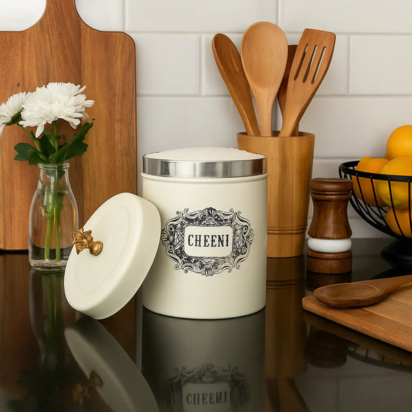 Elan Bergen Cheeni Sugar Canister (800 ml, Off White)