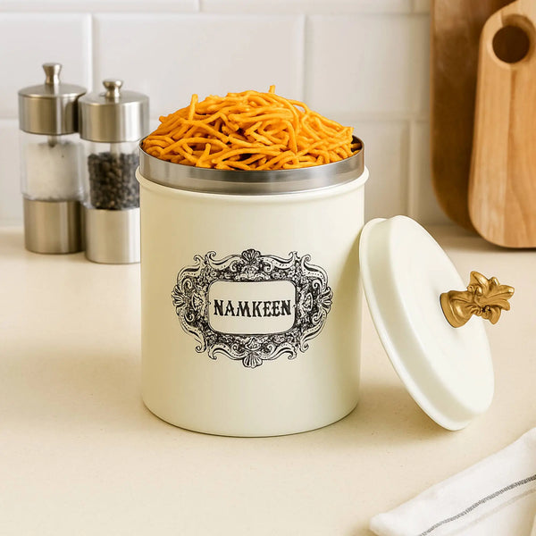 Elan Namkeen Snack Canister (800 ml each, Off White)