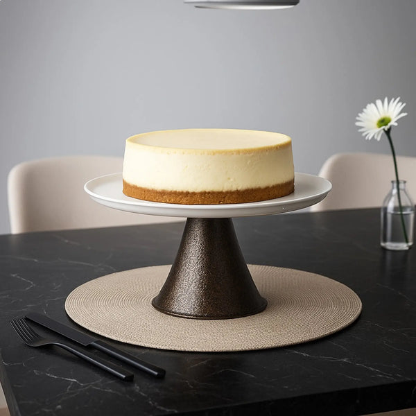Elan Tall Cake Stand with Server (Black, Off White)