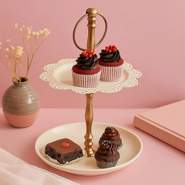 Elan Flourish 2 Tier Mini Cupcake Stand (Off White)