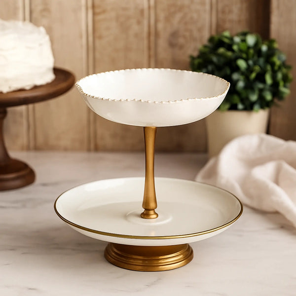 Elan Kesar Mini 2 Tier Cupcake Stand (Off White)
